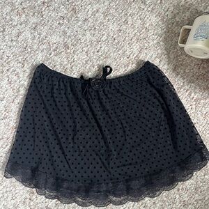 For Love And Lemons Black Skater Mini Skirt Tie Front Ruffled